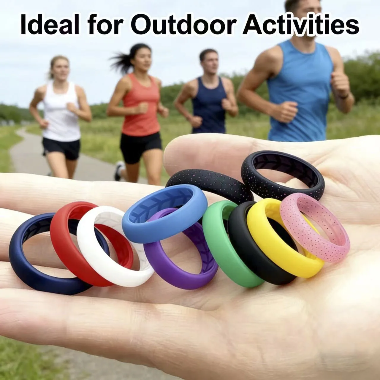 10 pcs/set Sporty Colored Silicone Rings Women's Wedding Rings Soft Comfortable Running Cycling Sports Exercise