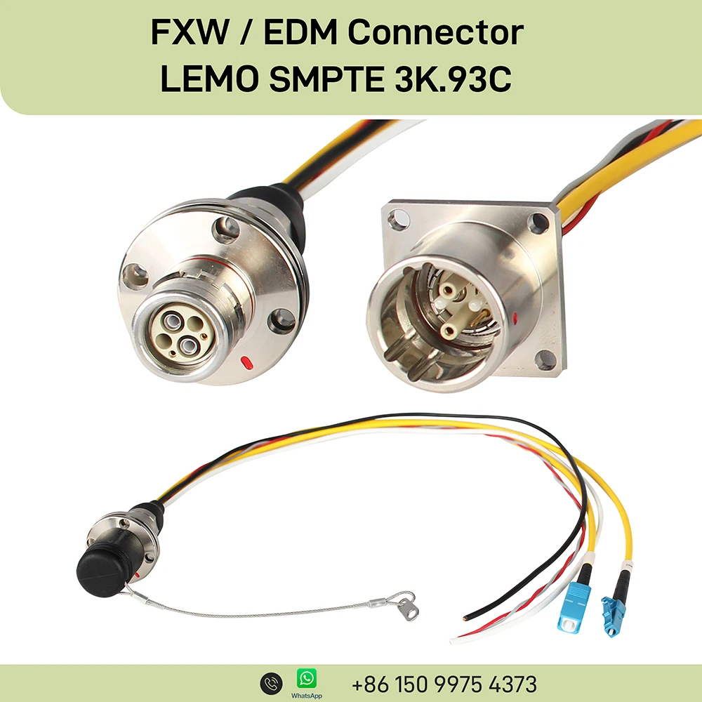 SMPTE 3K.93C Hybrid Fiber Cable Fixed Connector FXW Male Plug to EDM Female Socket for Broadcast Camera 0.5 Meter