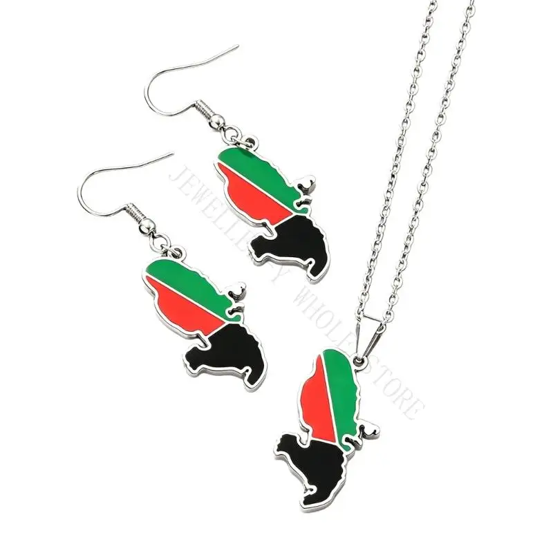 R7UF Stylish Martinique Island Pendant Earrings Pendant Necklace Set with Vintage Charm Perfect for Gift Giving