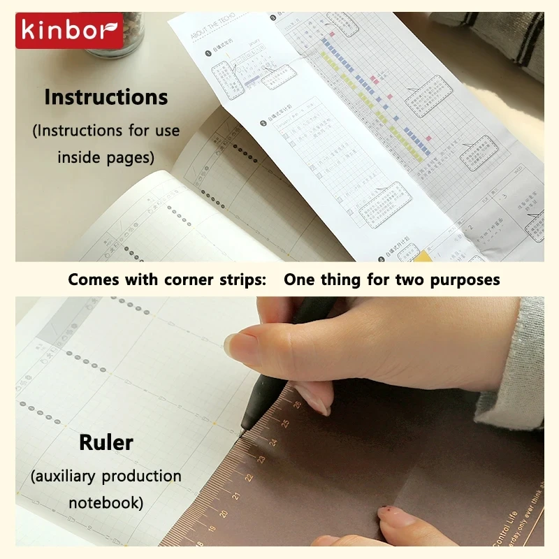 Kinbor A5 Notebook Agenda Planner блокнот Handbook PU Self-fill Time Management Notepad Journals Planner Life Diary Schedule