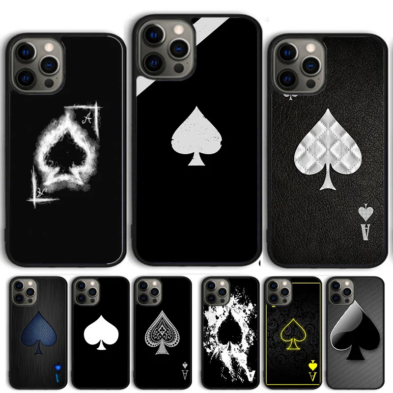 Spades Poker Play Cards Ace Art Phone Case For iPhone 14 15 16 13 12 Mini Max Cover For Apple 11 Pro Max 6S 8 7 Plus SE2020