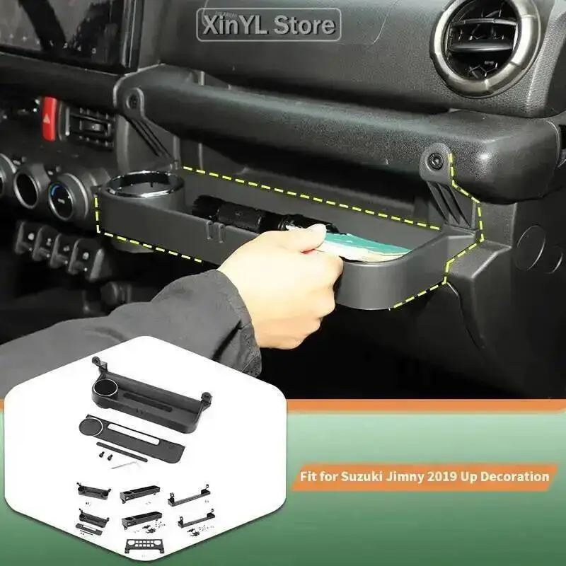 

Car co-pilot Side Armrest Multi-Function Storage Box with Cup Holder and Phone Holder Kit For Suzuki Jimny 2019 Up Accessories