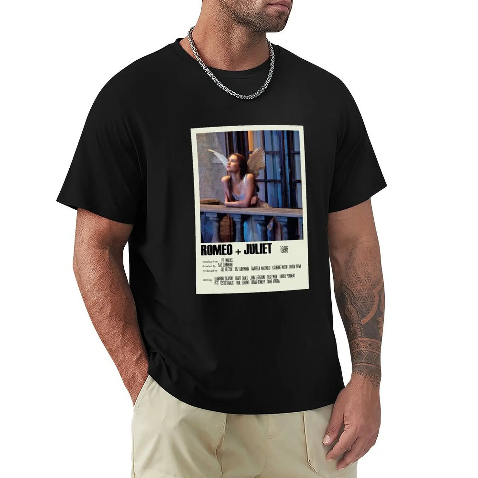 Mens Funny Romeo Love Juliet Alternative Poster Art Movie Large Gifts For Movie Fans T-Shirt Basic Solid Tee for Daily Use