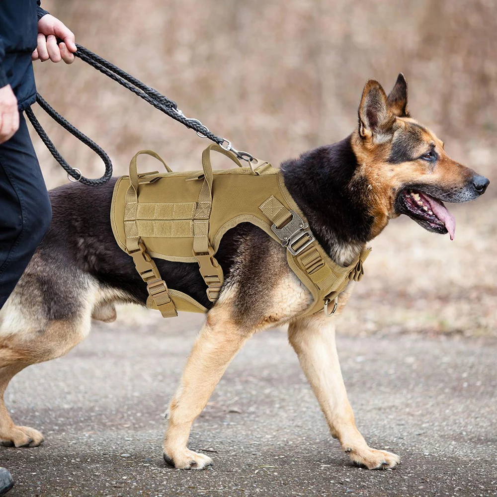 Nylon Tactical Dog Harness Military Dogs Vest Durable Pet Training Harnesses With Flags For Medium Large Dogs Golden Retriever_voghion.com