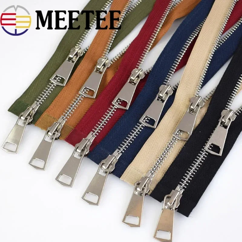 1/2/5Pcs Meetee 120cm 5 # metalowe zamki podwójny suwak otwarta końcówka długi zamek kurtka puchowa do szycie odzieży akcesoriów krawieckich