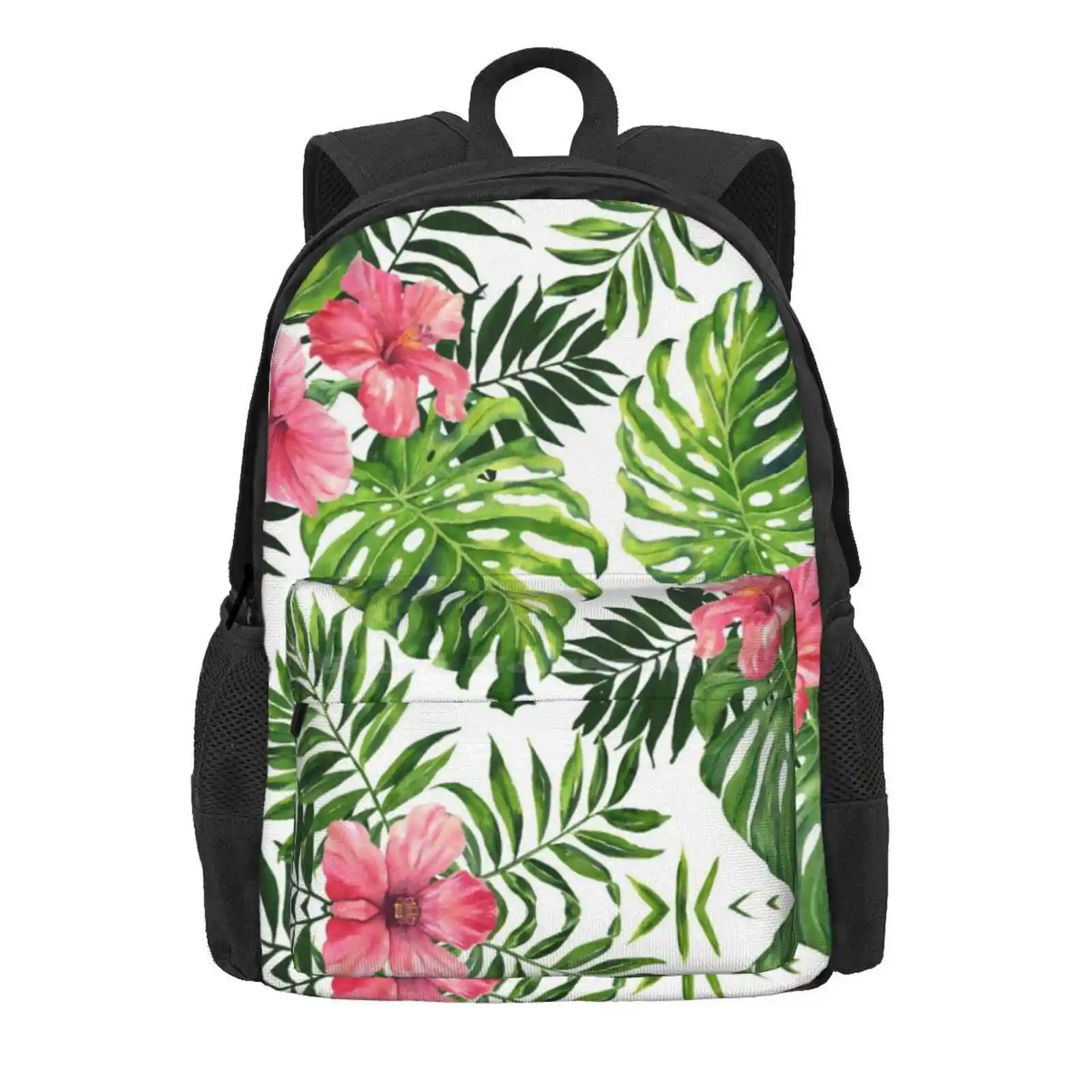 Tropical Hibiscus Hot Sale Schoolbag Backpack Fashion Bags Pattern Tropical Fashion Seamless Textile Plant Jungle Summer