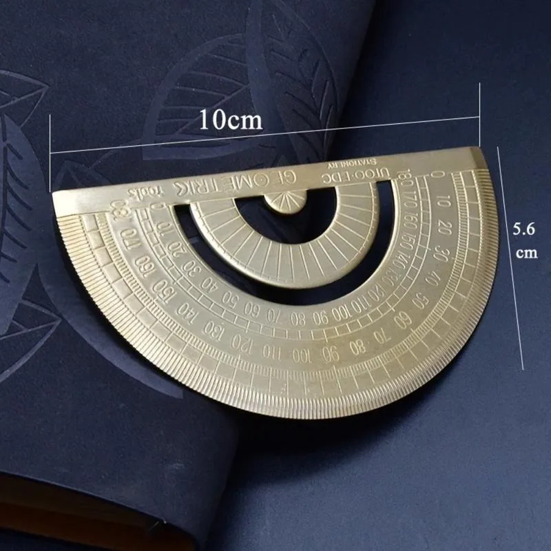 1PC 0-180 Degree Metal Brass Copper Protractor Office School Measuring Drawing Tool for Math Geography Art Design Student Exam