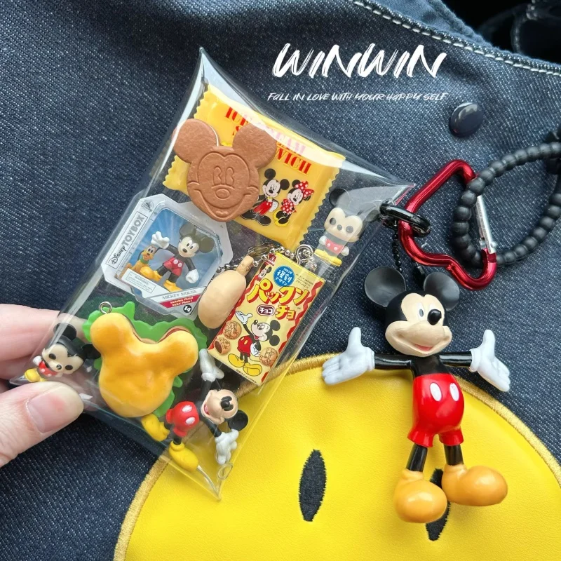 

Disney Mickey Mouse Bag Charm Gashapon Style Mini Food Play Figure Bag Ornament With Clear Pouch For Backpack Gifts