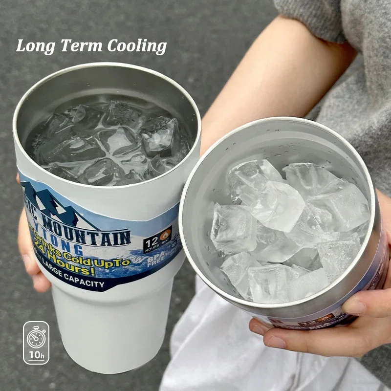 Magic Stainless Steel Freeze Thermos Cup with Straw Ice Coffee Drink Vacuum Insulated Bottle Car Travel Outdoor Mountain Cup - Image 3