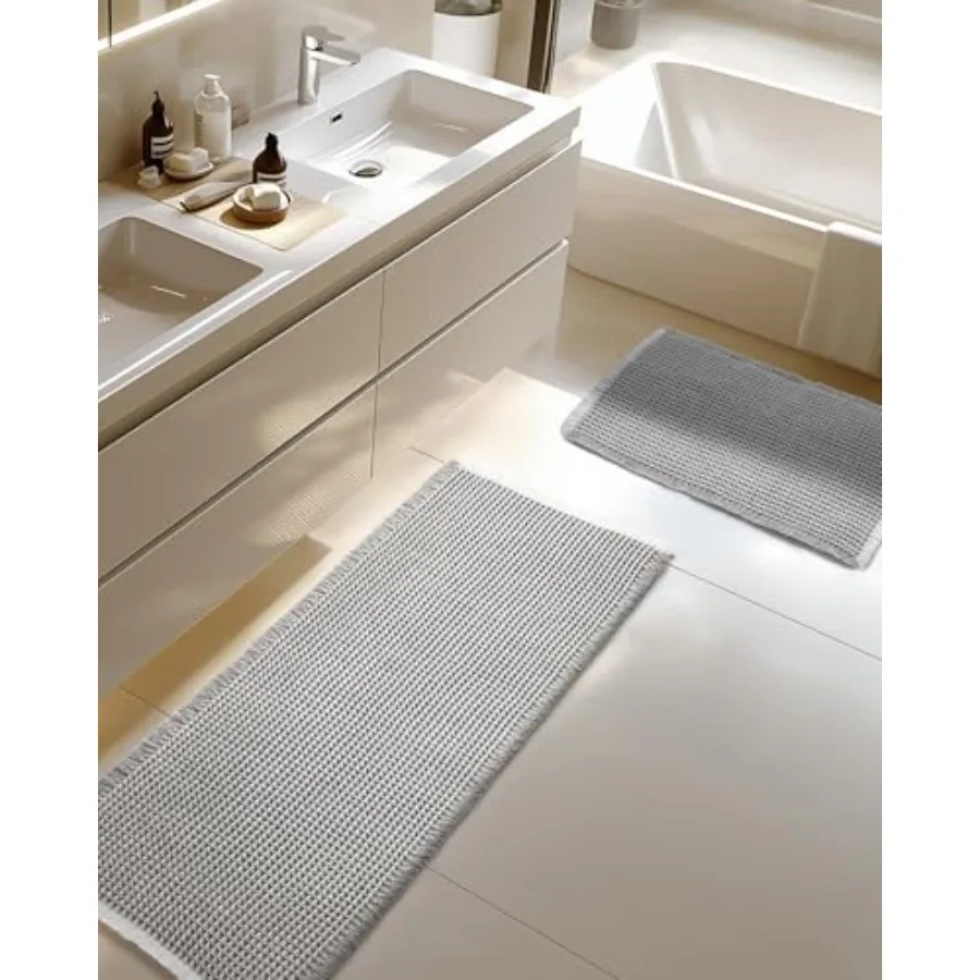 

Большой вафельный коврик для ванной, набор нескользящих ковриков для ванной комнаты, ультра впитывающие коврики для ванной комнаты для декора, очень мягкие напольные коврики для ванной комнаты, наборы из 2 предметов