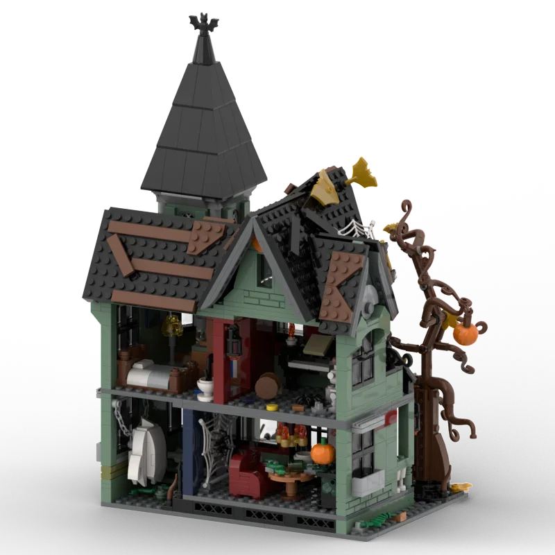 1246PCS Halloween Nightmare House Model Paper Manual Pumpkin Ghost Skeleton Hut Building Blocks Toys for Kids Christmas Gifts