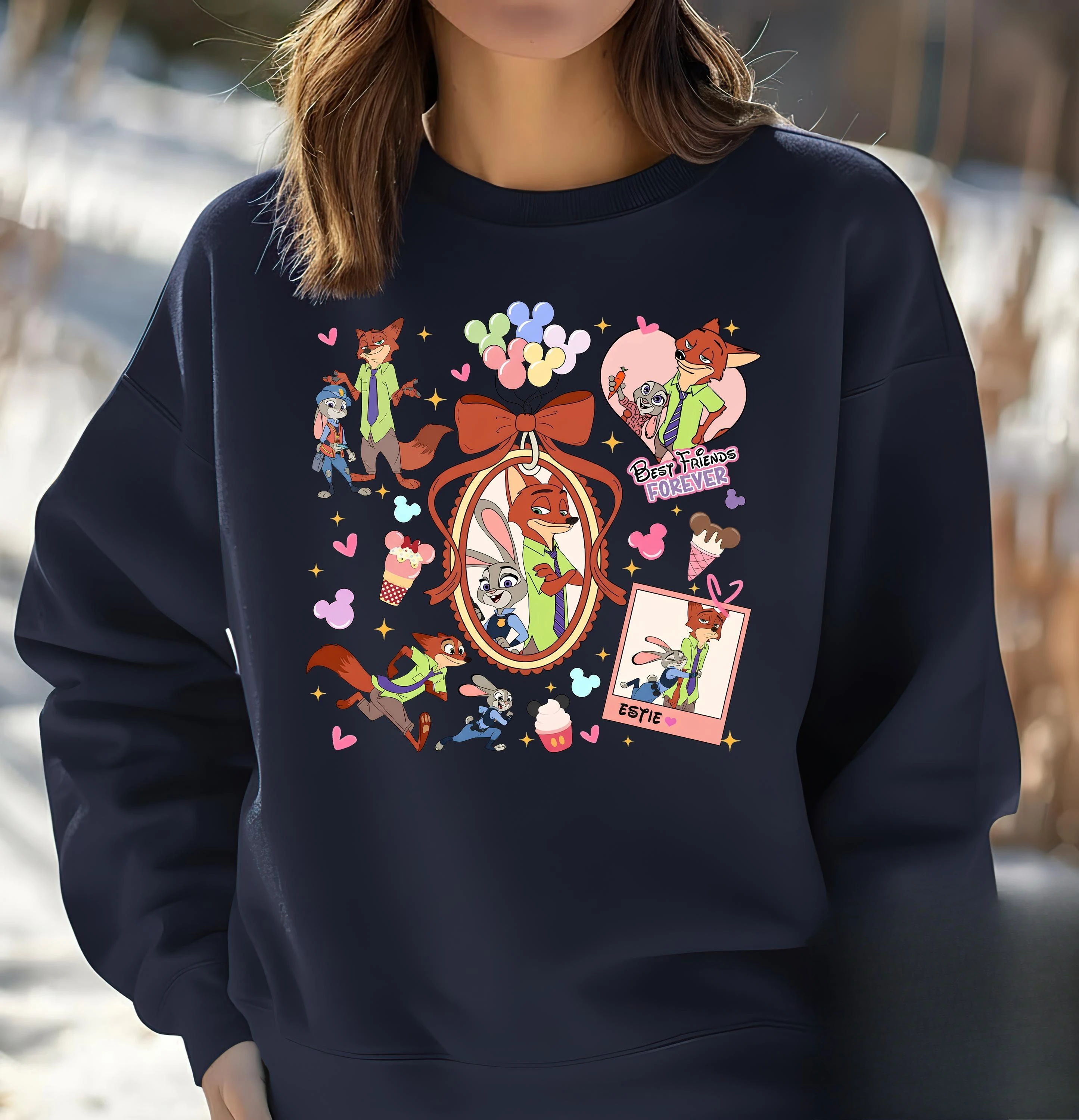 

Толстовка с тематикой Zootopia Chemistry Theme с Джуди Хоппс и Ником Уайлдом, всесезонный пуловер с круглым вырезом для пар, уличная одежда, одежда в стиле y2k