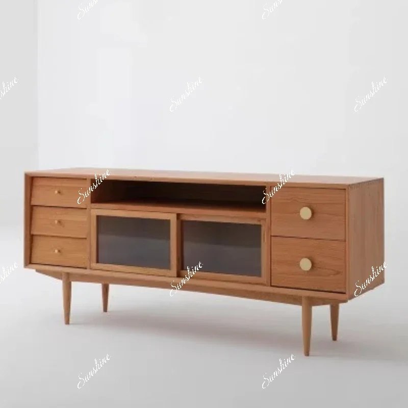 

TTNordic living room TV cabinet log glass, multi-functional storage cupboard