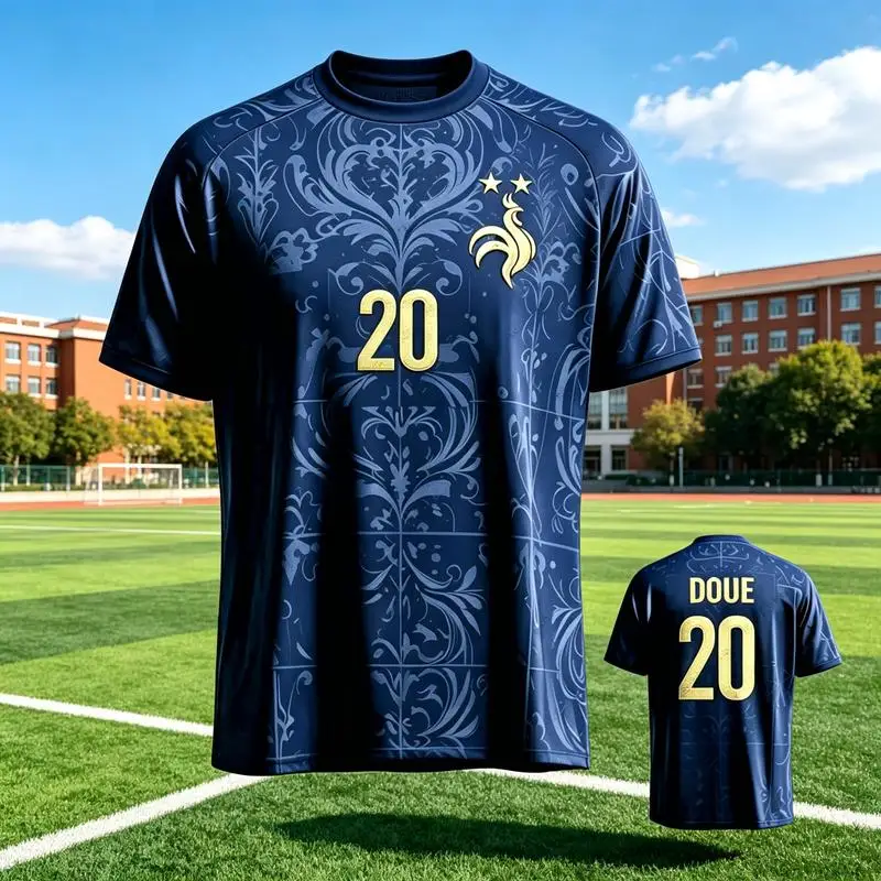 2026-2027 Neues Trikot im Fan-Design von Frankreich, T-Shirt Mbappé # 10, Dembélé # 7-Kinder, Erwachsene, Sport- & Freizeit-Tops T-Shirt Eltern-Kind – Detail 14