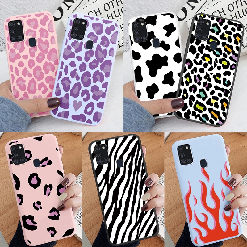 For Samsung Galaxy A21S Phone Case Fashion Leopard Print Pattern Soft Silicone Fundas For Samsung A 21S Protective Cover Shell