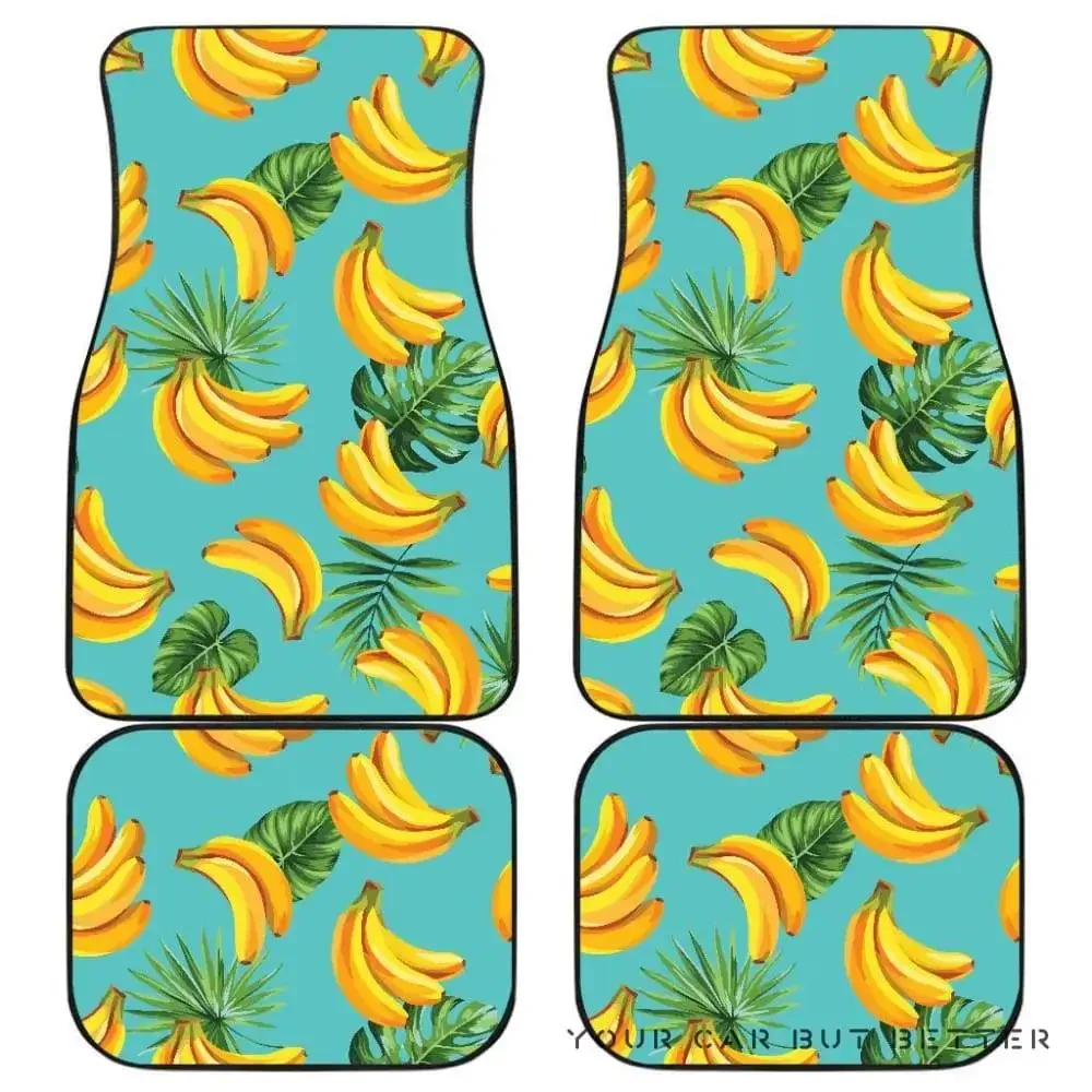 Banana Palm Leaves Pattern Background Front And Back Car Mats 045109