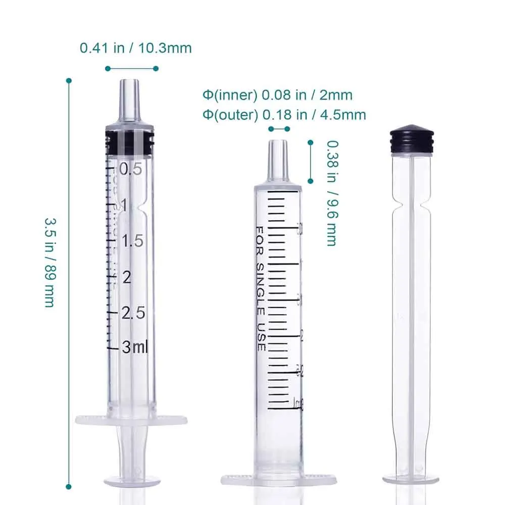 3ml Disposable Oral Syringes Sterile Individually Packed Without Needles for Liquid Measurement & Lab Scientific Use
