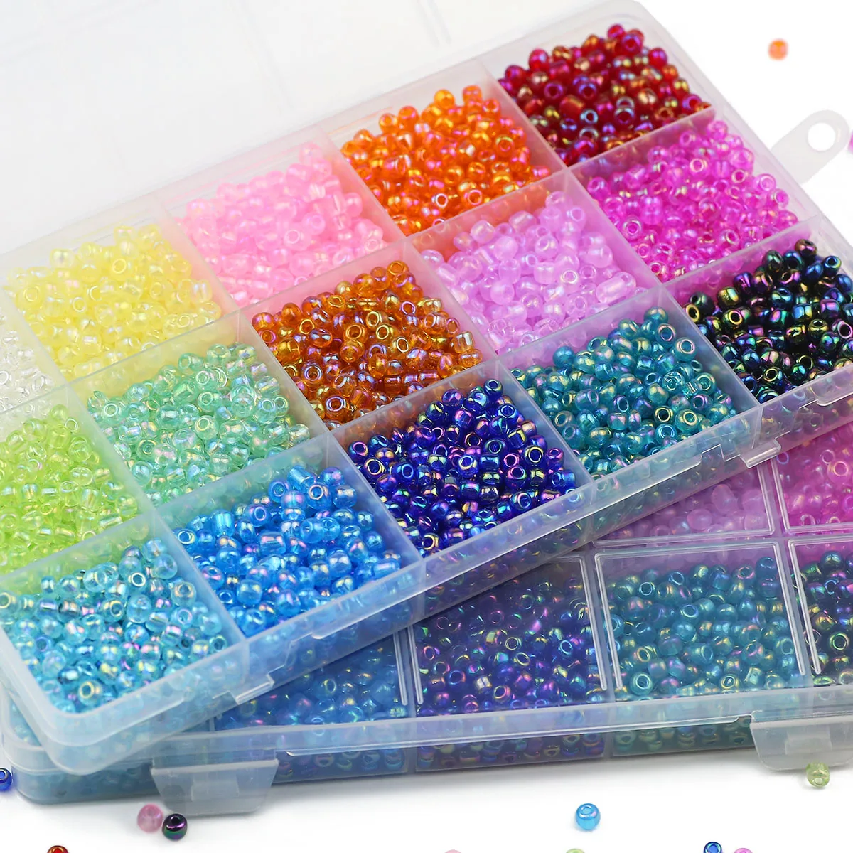 15 Colors Dazzling Glass Bead 2/3/4mm Seedbeads Multi-Size Spacer Loose Rice Beads For Jewelry DIY Bracelet Necklace Earrings