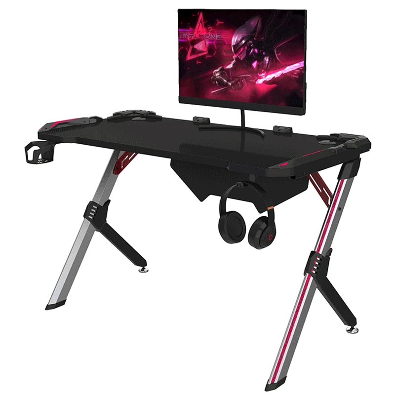 Professional Gaming Adjustable Game Club Office Table RGB Led Lights Gaming Desk