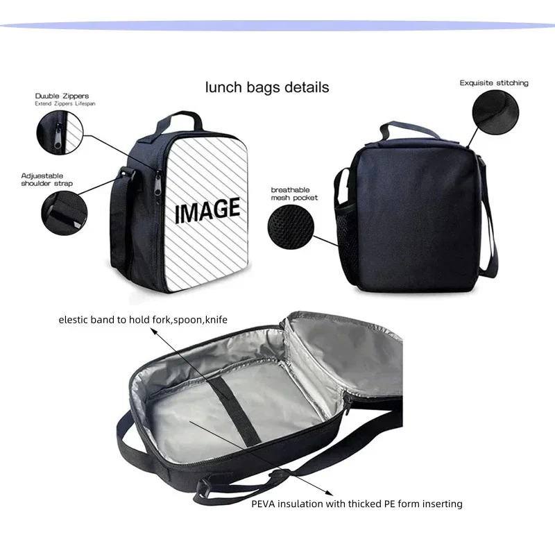 Child Insulated Anime SpongeBobs Large Capacity Bag for Boy and Girl Student Outdoor Picnic Resuable Thermal Cooler Lunch Box