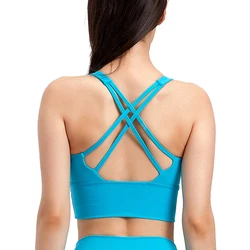 Women's Summer Fashion Soft Compression Yoga Sports Bra Jogging Gym Wear Stretch Sport Top Seamless Athletic Vest Yoga Bra