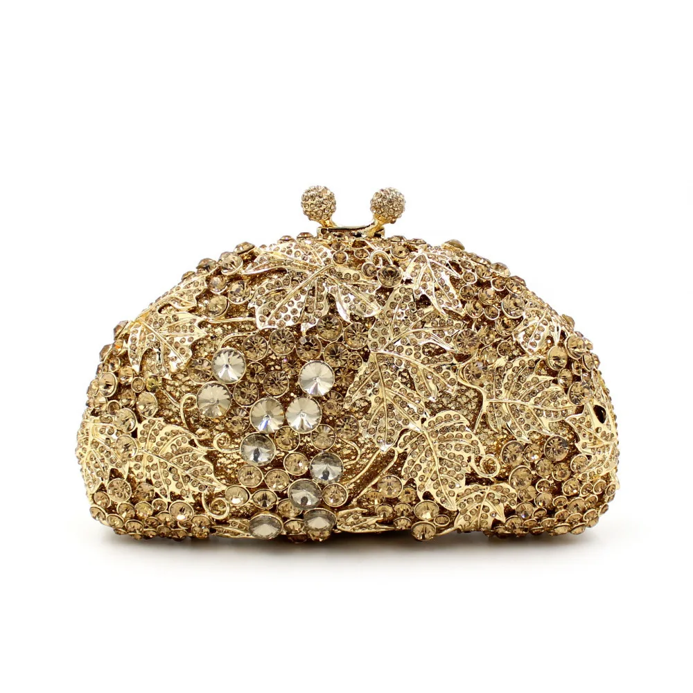 

Green Grape Rhinestone Bag Empty Metal Crystal Dinner Diamond Bag Women's Clutch Hand Bag Ladies Ladies Cosmetic Pouch Organizer