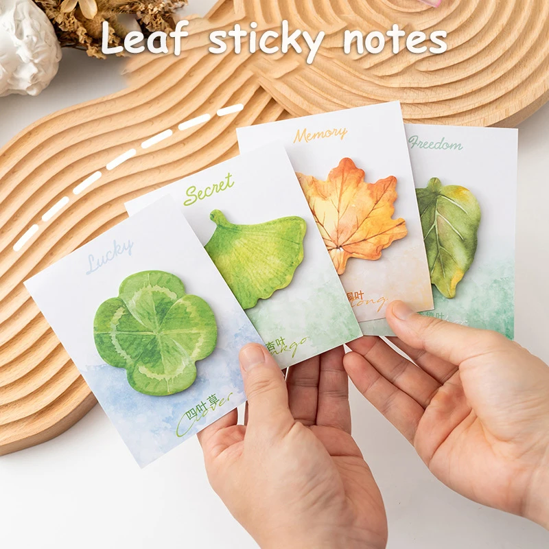 30Sheets Leaf Sticky Notes Ginkgo Lndus Leaf Self-Adhesive Tearable Note Pad Memoranda Stationery Office School Supplies