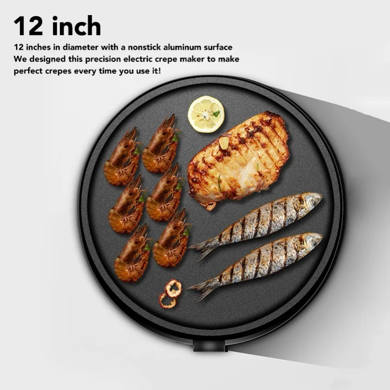 Electric Crepe Maker 12 Inch Nonstick Pancake Griddle With Temperature Control And Spatula Spreader For Eggs Breakfast