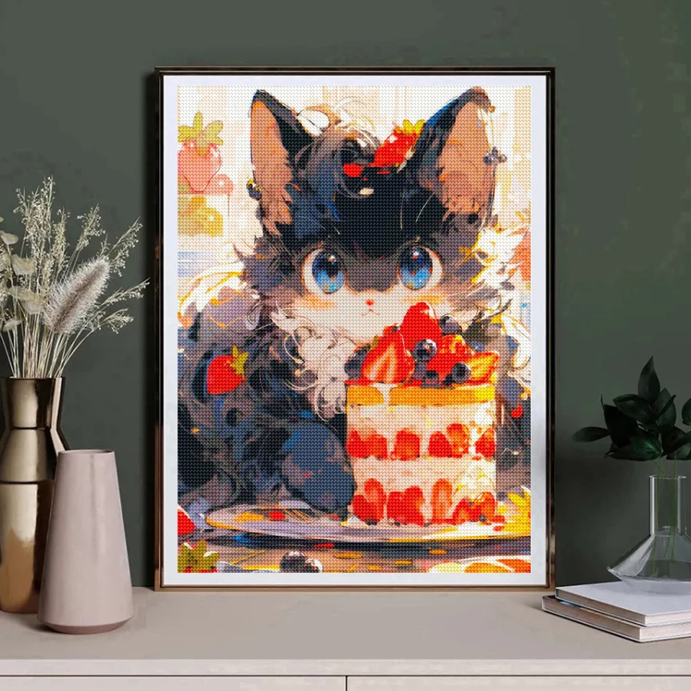 5D DIY الماس اللوحة الكرتون القط كعكة الآيس كريم كوب كامل الماس الفسيفساء التطريز حلم الغذاء عبر غرزة ديكور المنزل #2