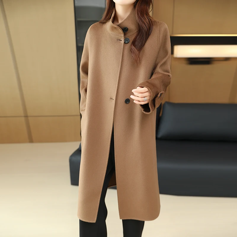 

Ladies' 100% Cashmere Thick Double-Sided Long jacket, Classic and Multifunctional, Fashionable And Suitable For Business