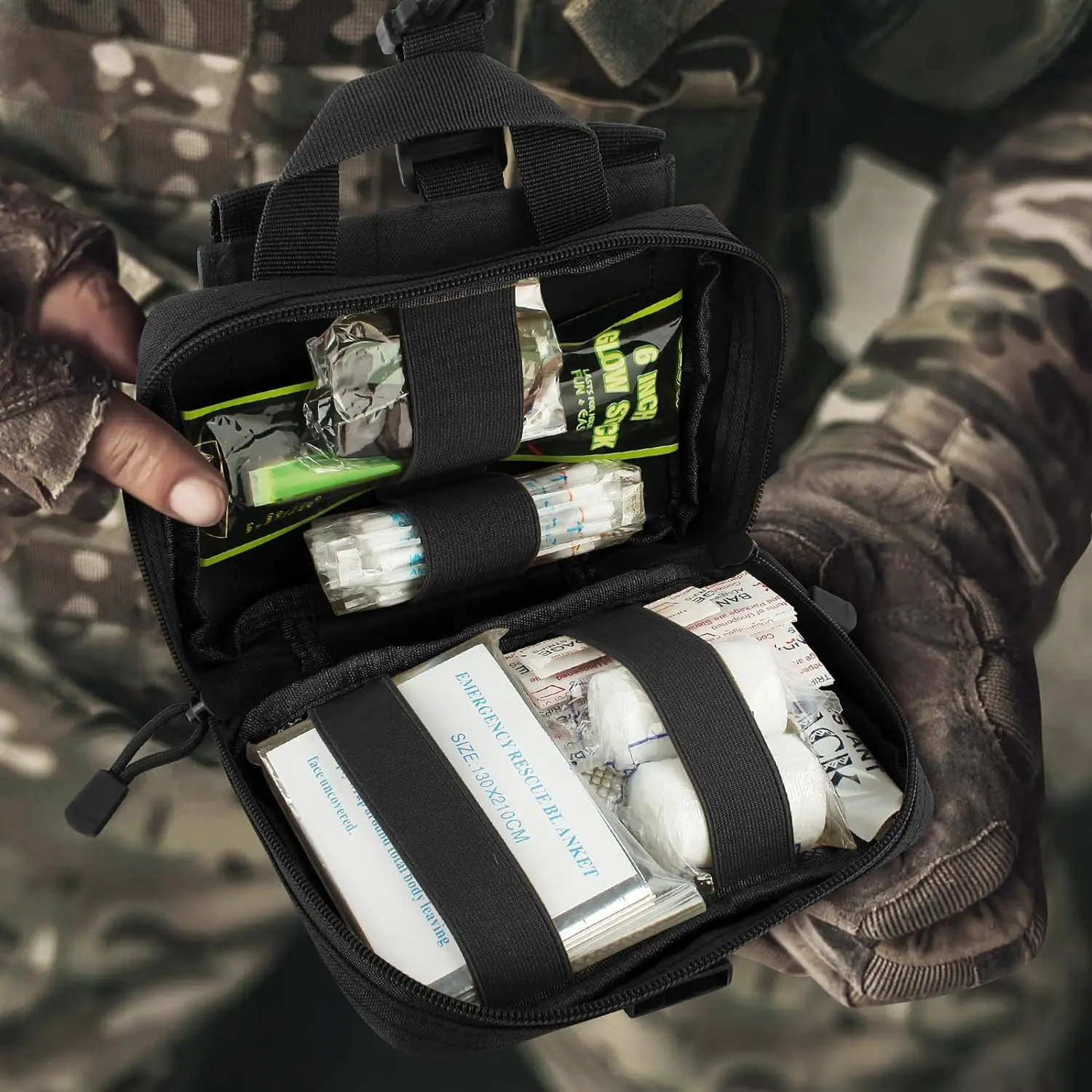 حقيبة EMT التكتيكية، ترقية IFAK مجموعة الإسعافات الأولية القابلة للتمزيق، حزام صغير تكتيكي للإسعافات الأولية، حقيبة طبية مولي