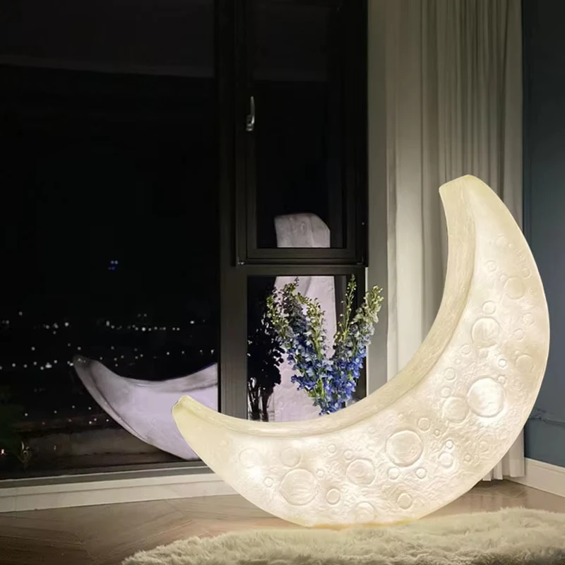 Moon Lamp Floor Lamp Lounge Chair Creative Romantic Design Nordic Living Room Bedroom Creative Atmosphere Decoration Crescent
