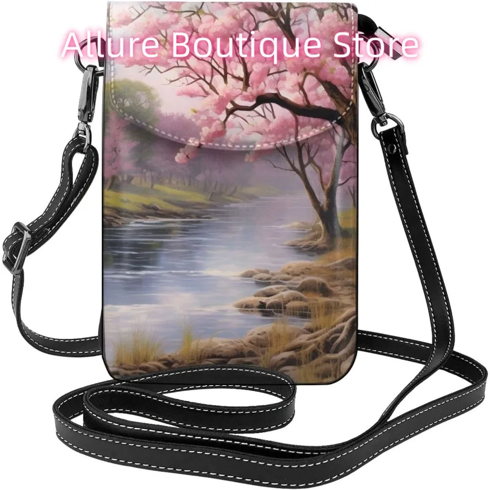 

Японская сумка через плечо Cherry River для женщин, маленькая дорожная сумка из искусственной кожи для мобильного телефона, легкий мини-кошелек для телефона, кошелек с крестом