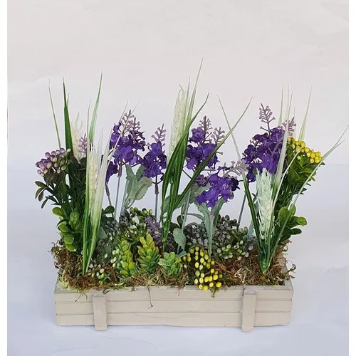 Merland Artificial Flower and Crate Model Flower Pot