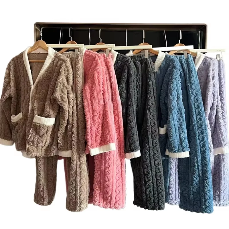 

Зимние пижамы женские утепленные фланелевые пижамы домашняя одежда кардиган топ и брюки ночная рубашка для беременных одежда для беременных