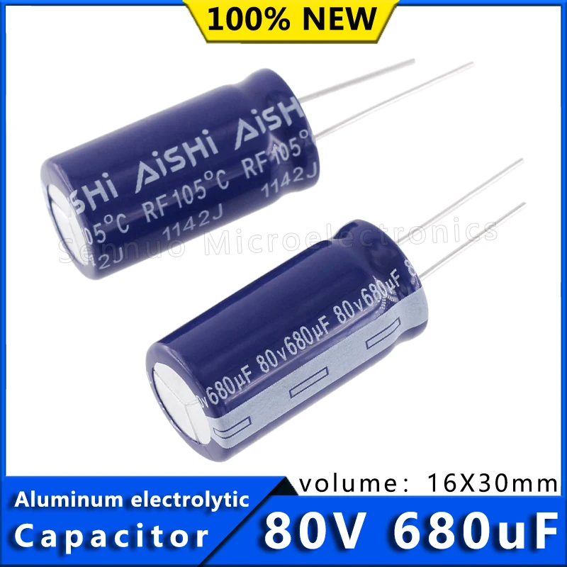 

5 шт. новый конденсатор 80 В 680 мкФ 16*30 AISHI низкий ESR алюминиевый электролитический конденсатор высокая частота низкое сопротивление 680 мкФ 80 В конденсатор