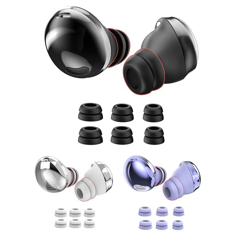 3 Pair Silicone Earbuds Anti-Slip Anti-Lost Comfortable Ear Caps for Samsung Galaxy Buds Pro Headphones (Black) SQ