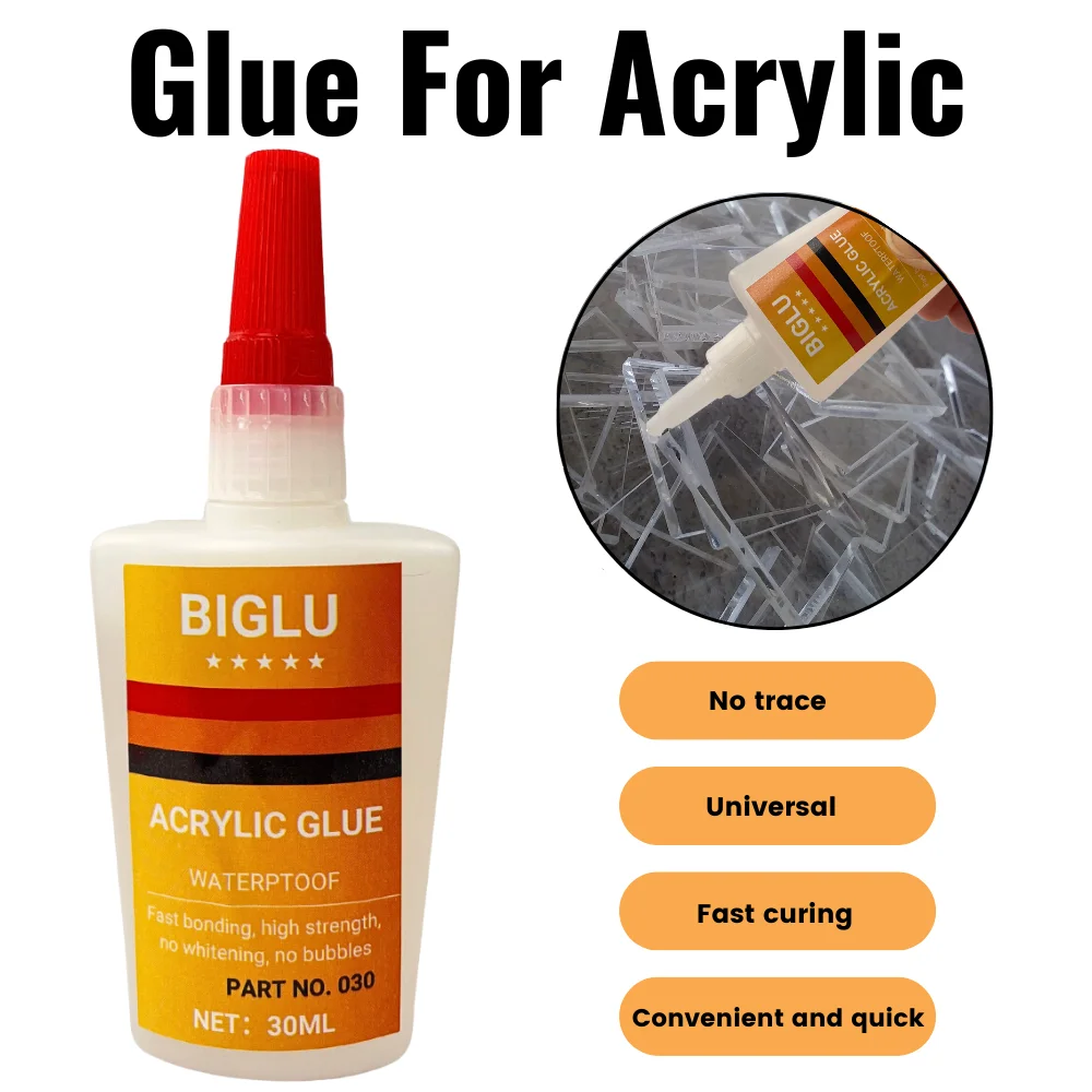 30ML Acrylic Glue Transparent Traceless Organic Glass Glue PMMA PC Endurance Board 30 Seconds Quick Drying Adhesive