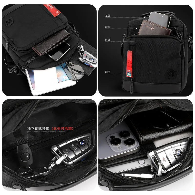 Fashion Men's Sling Casual Business Shoulder Bag Waterproof Crossbody Bag Large Capacity Top Handle Messager Shoulder Handbag
