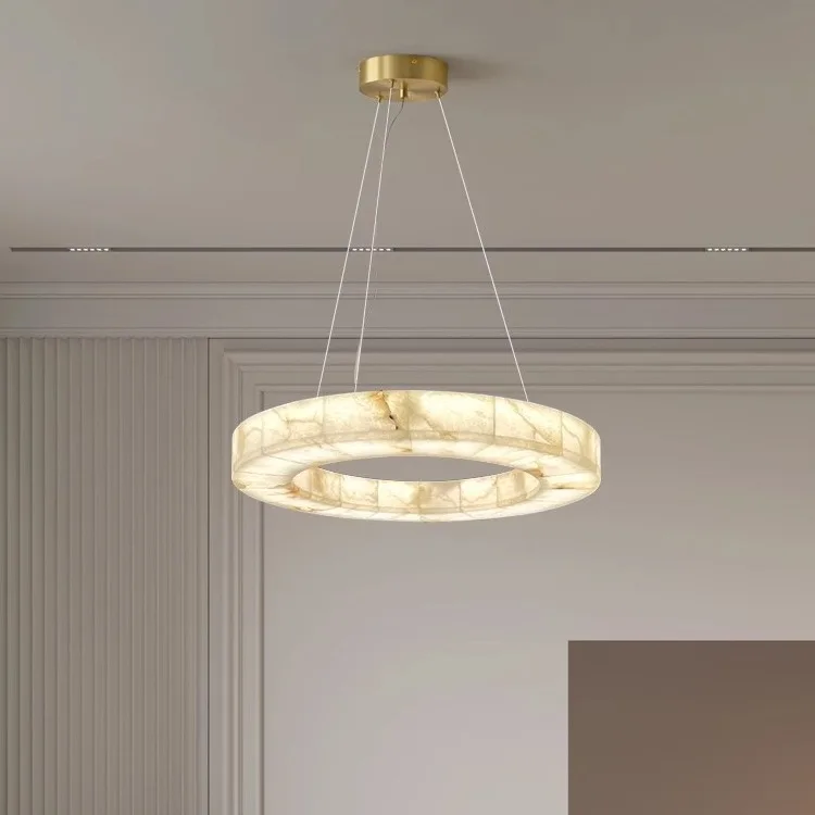 2025 Nordic Spanish Natural Marble Pendant Light Creative Artistic Chandelier for Living Room Duplex Bedroom Lighting