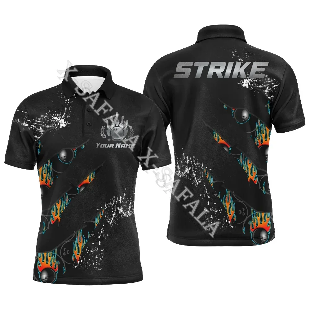 Love Gift For Bowling Player Club Skull Man Shorts Sleeve Jersey Polo Shirts Casual New Tops Summer Fashion Clothing Tracksuits