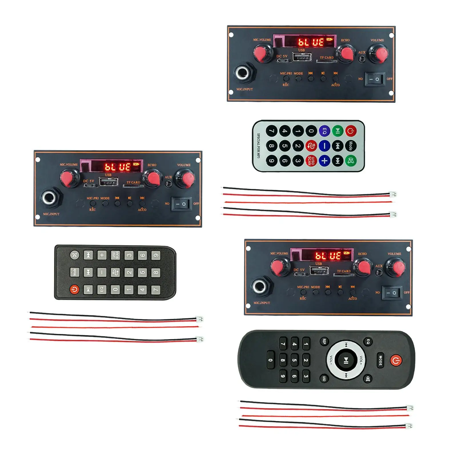 MP3 Decoder Board Car Audio USB AUX TF FM Radio Bluetooth Remote Control Module with Display Screen Recording