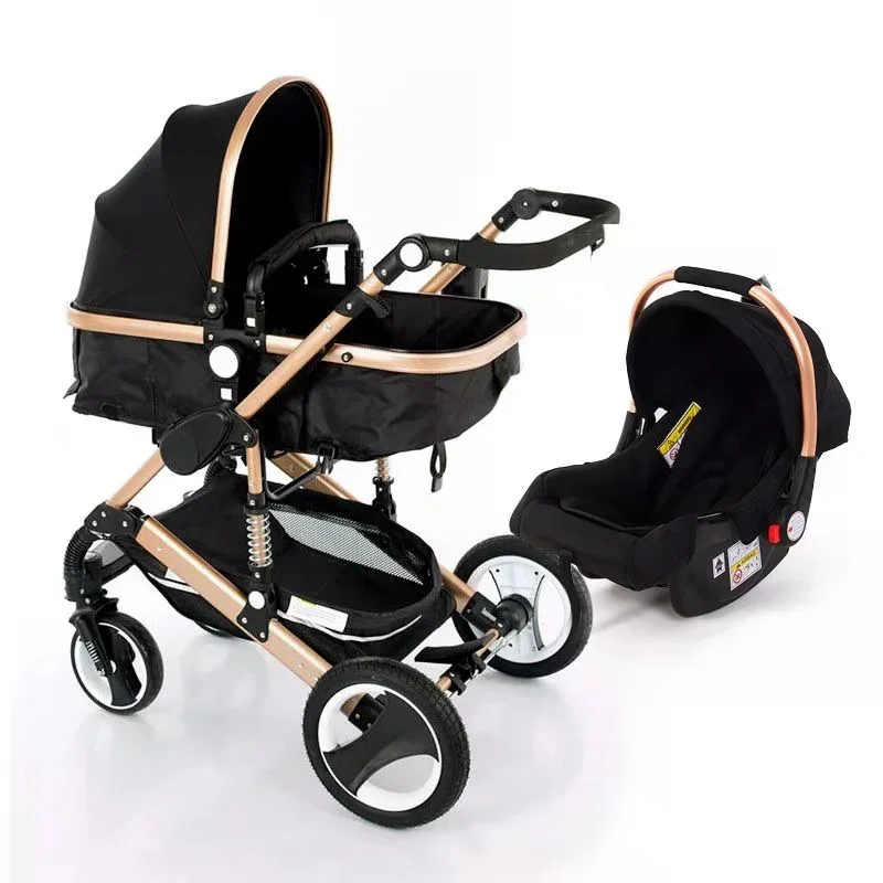 High Quality Baby Stroller Luxury Compact Stroller 3 in 1 Fold Two-Way Baby Doll Stroller China with Car Seat