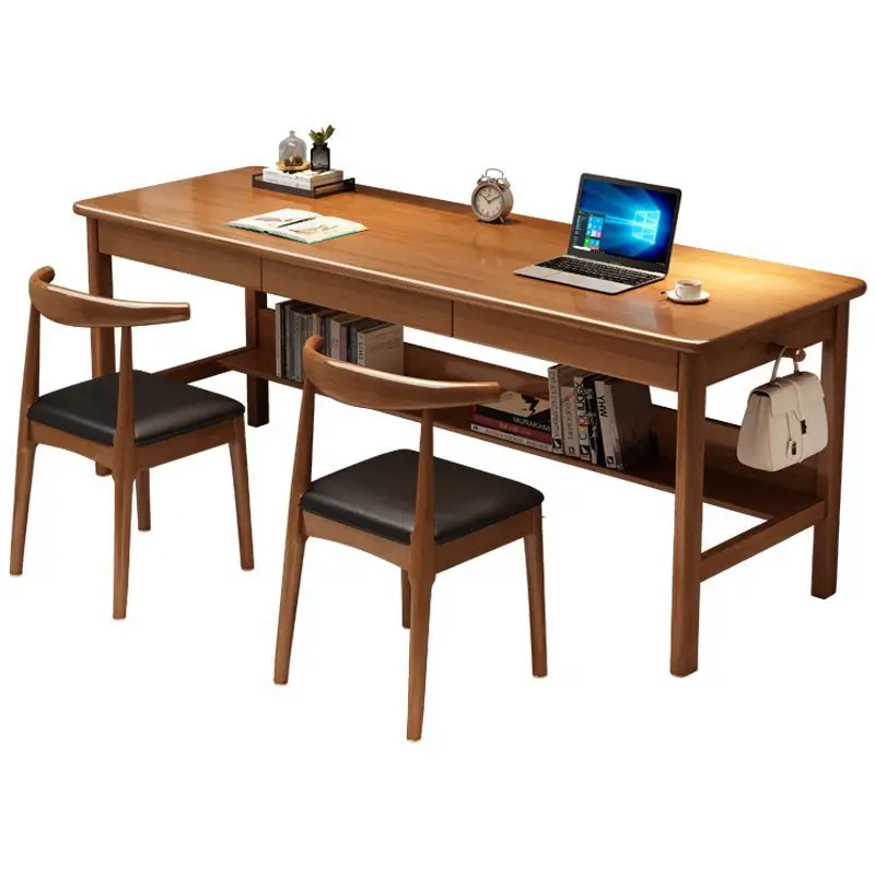 

Двойной стол из массива дерева, длинный стол для дома, спальни, рабочий стол, верстак, простой письменный компьютерный стол, несколько человек