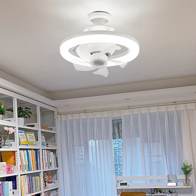 Imagem -04 - Led Teto Fan Luz 360 ° Rotação Lâmpadas Home Sala de Estar Sala de Jantar Quarto Engrenagem Velocidade do Vento Periódica Iluminação Decorativa