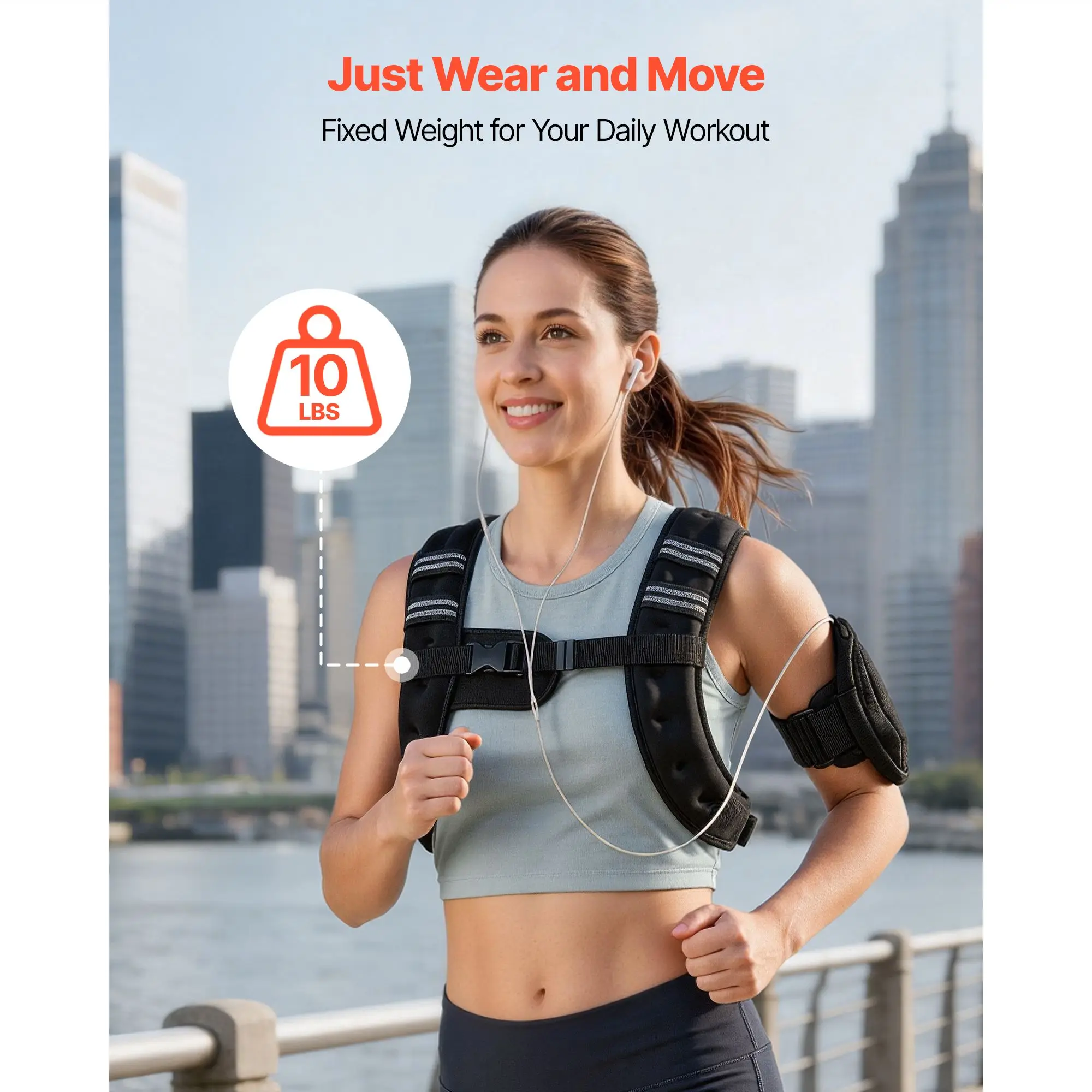 10 lbs Body Weight Vest for Men Women with Reflective Stripe, Adjustable Buckle, Workout Equipment for Strength Training, Running, Jogging, Fitness, Muscle Building, Weight Loss