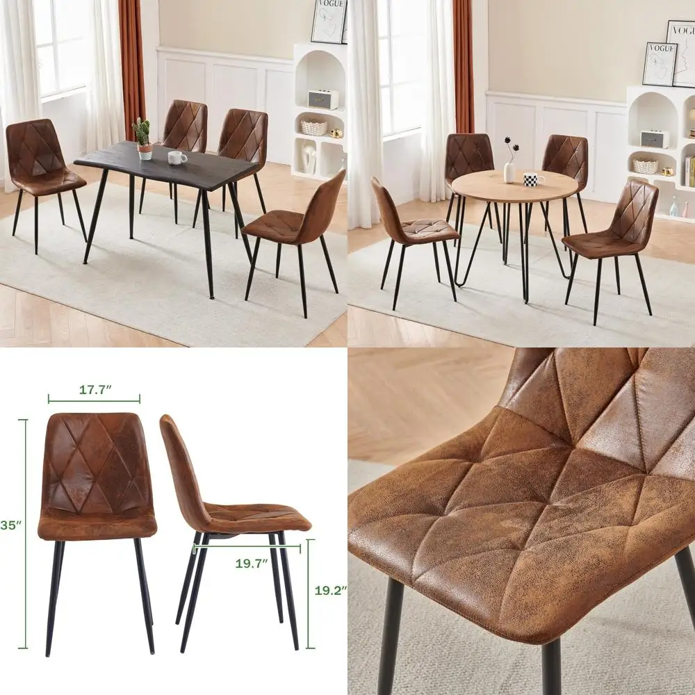 

Set of 4 Metal Frame Dining Chairs with Technology Cloth Seats for Kitchen and Living Room
