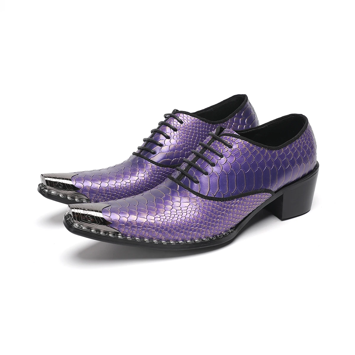 

New Fashion Purple Male Real Leather Oxfords Shoes Big Size Pointed Toe Business Formal Dress Shoes Men Lace Up Brogue Shoes