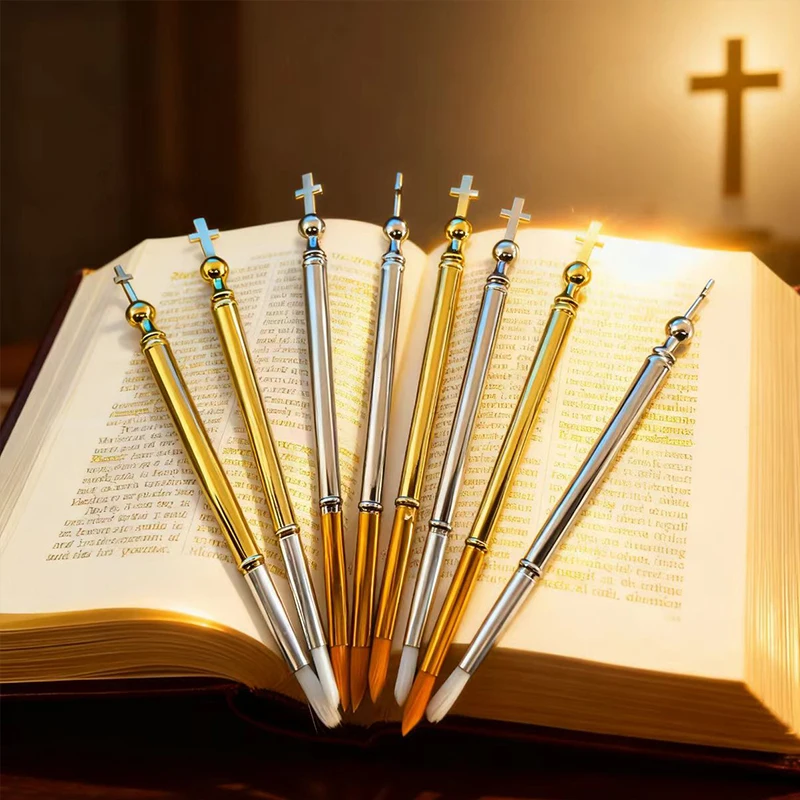 Neuer 2026 2-teiliger orthodoxer Ritualstift aus vergoldeter Legierung mit Gold- und Silberkristallen, verziertem Kronen-Kreuz-Design, religiöses Zeremonienwerkzeug – Detail 3