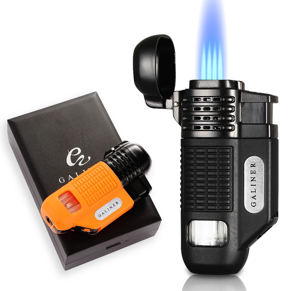 

Galiner Butane Lighter Windproof Jet Torch Cigar Lighter Gas Refillable Lighters Pocket Somking Tool W/ Cigar Punch